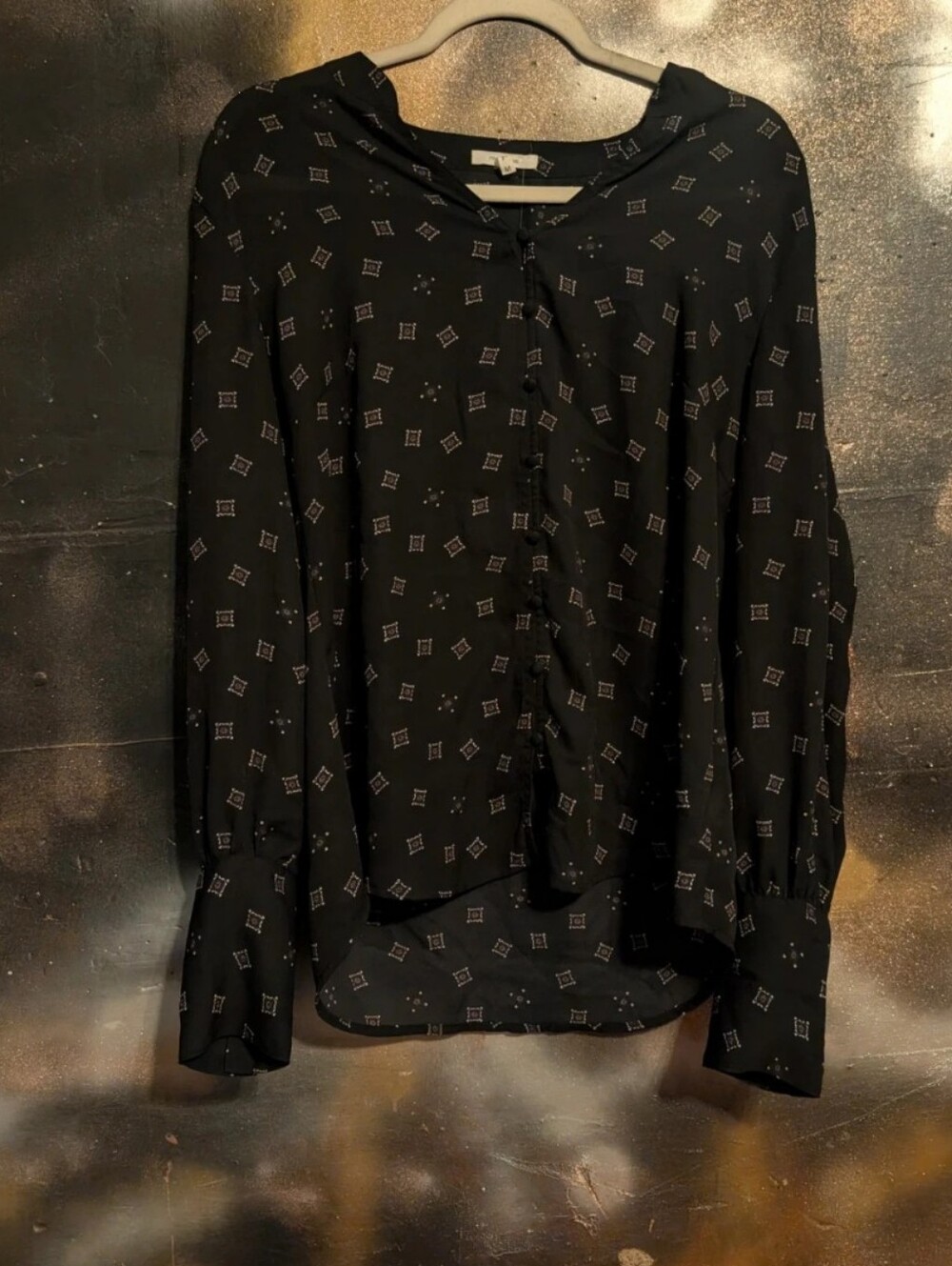 Maurices Black Geometric Print Button-Down Shirt